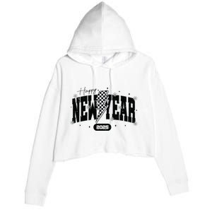 Happy New Year 2025 Funny Matching Group Family Team Crop Fleece Hoodie