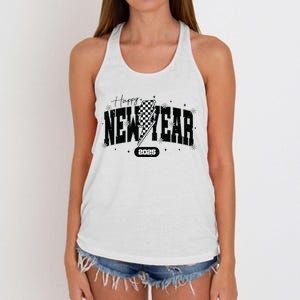 Happy New Year 2025 Funny Matching Group Family Team Women's Knotted Racerback Tank