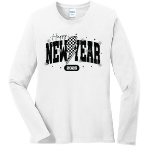 Happy New Year 2025 Funny Matching Group Family Team Ladies Long Sleeve Shirt