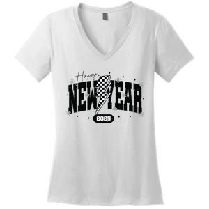 Happy New Year 2025 Funny Matching Group Family Team Women's V-Neck T-Shirt