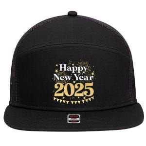 Happy New Year Party Loading 2025 Family Matching Fireworks 7 Panel Mesh Trucker Snapback Hat