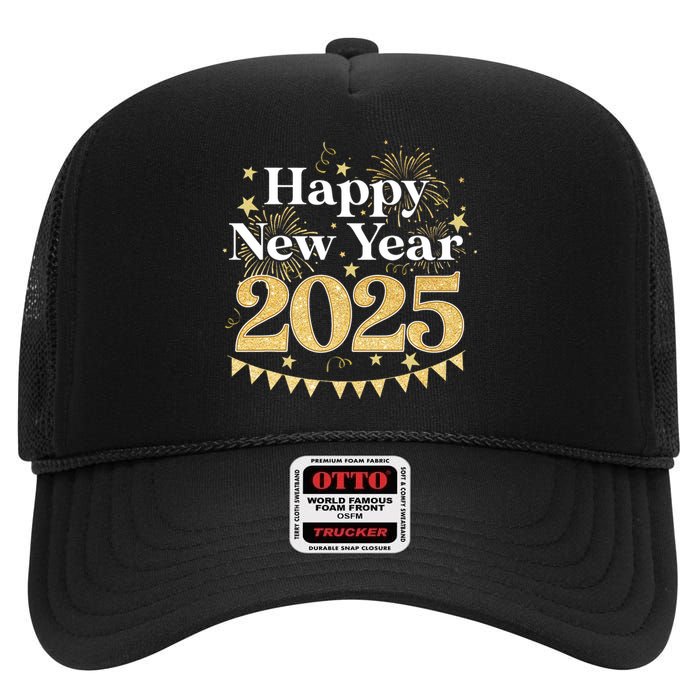 Happy New Year Party Loading 2025 Family Matching Fireworks High Crown Mesh Back Trucker Hat