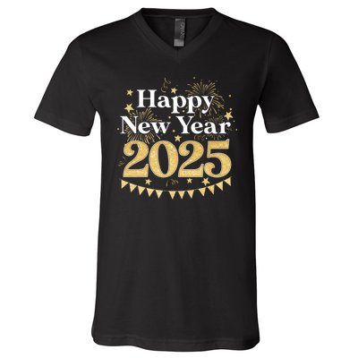 Happy New Year Party Loading 2025 Family Matching Fireworks V-Neck T-Shirt