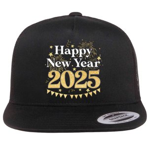 Happy New Year Party Loading 2025 Family Matching Fireworks Flat Bill Trucker Hat