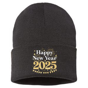 Happy New Year Party Loading 2025 Family Matching Fireworks Sustainable Knit Beanie