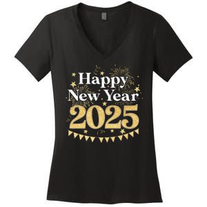 Happy New Year Party Loading 2025 Family Matching Fireworks Women's V-Neck T-Shirt