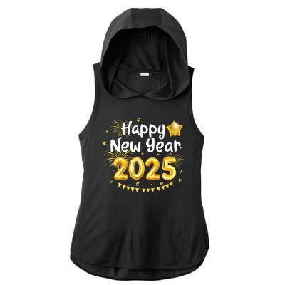 Happy New Year 2025 Family Reunion Party New Year Eve Ladies PosiCharge Tri-Blend Wicking Draft Hoodie Tank