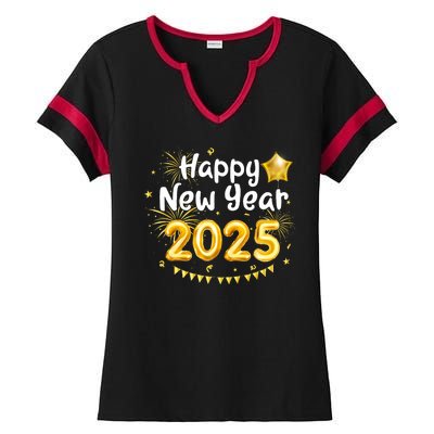 Happy New Year 2025 Family Reunion Party New Year Eve Ladies Halftime Notch Neck Tee