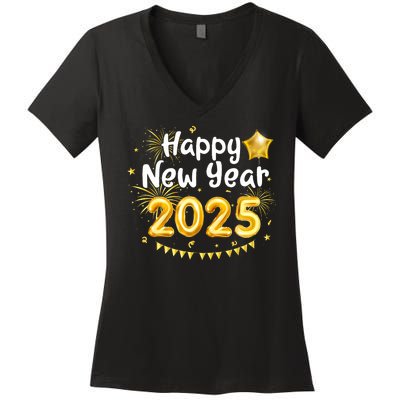 Happy New Year 2025 Family Reunion Party New Year Eve Women's V-Neck T-Shirt