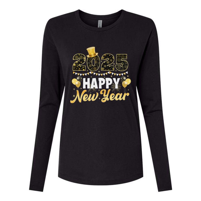 Happy New Year Eve Party 2025 Family Matching Fireworks Womens Cotton Relaxed Long Sleeve T-Shirt