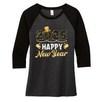 Happy New Year Eve Party 2025 Family Matching Fireworks Women's Tri-Blend 3/4-Sleeve Raglan Shirt