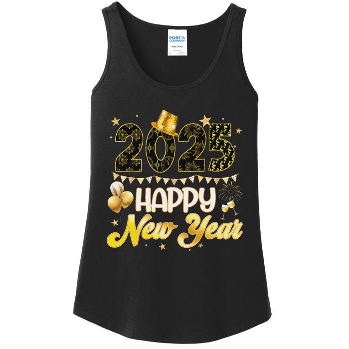 Happy New Year Party 2025 Ballon Family Matching Ladies Essential Tank