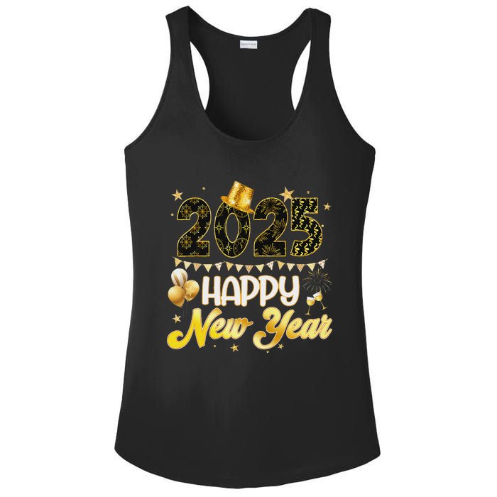 Happy New Year Party 2025 Ballon Family Matching Ladies PosiCharge Competitor Racerback Tank