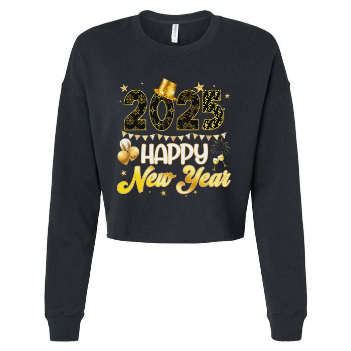 Happy New Year Party 2025 Ballon Family Matching Cropped Pullover Crew