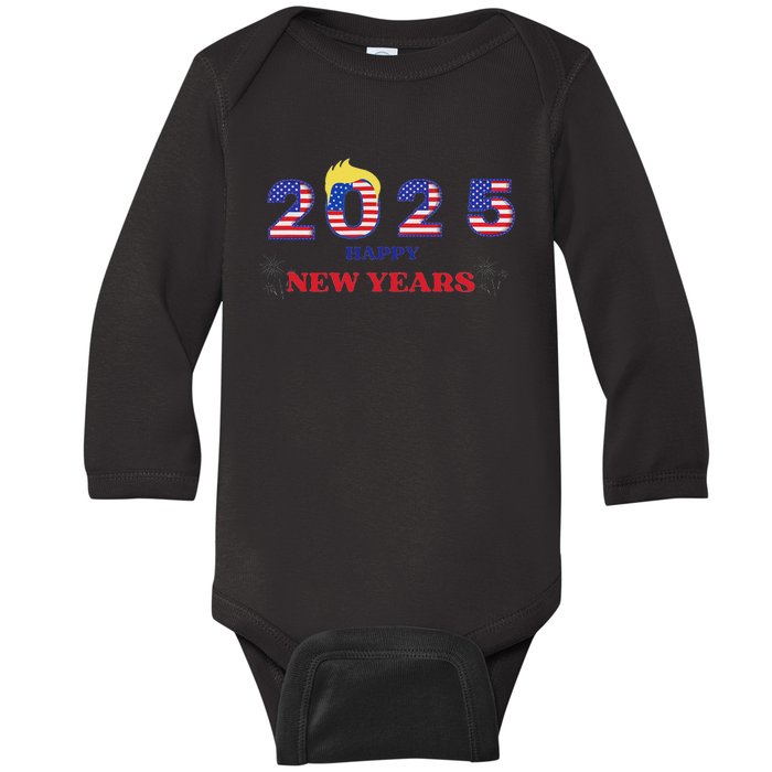 Happy New Years 2025 Trump Make New Years Great Baby Long Sleeve Bodysuit