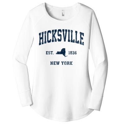 Hicksville New York Ny Vintage Athletic Women's Perfect Tri Tunic Long Sleeve Shirt