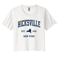 Hicksville New York Ny Vintage Athletic Women's Crop Top Tee