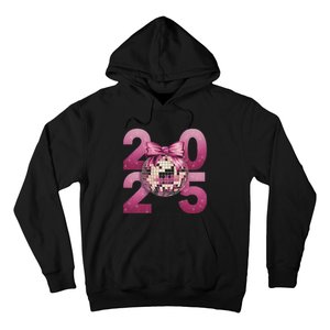 Happy New Year 2025 Disco Ball Coquette Bow Family Hoodie