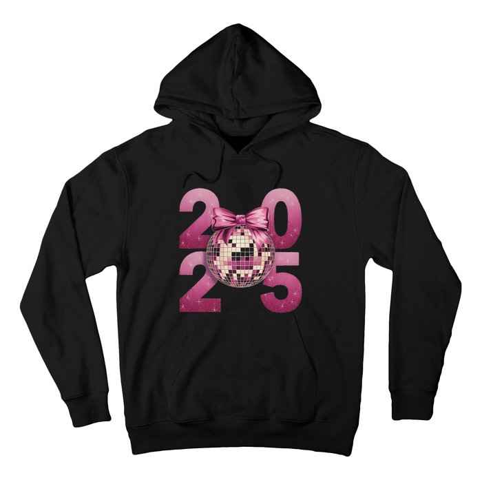 Happy New Year 2025 Disco Ball Coquette Bow Family Hoodie