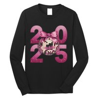 Happy New Year 2025 Disco Ball Coquette Bow Family Long Sleeve Shirt