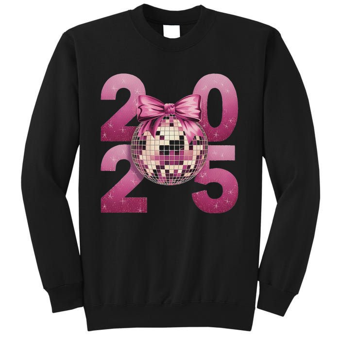 Happy New Year 2025 Disco Ball Coquette Bow Family Sweatshirt