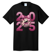 Happy New Year 2025 Disco Ball Coquette Bow Family Tall T-Shirt