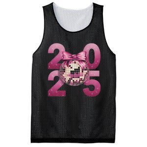 Happy New Year 2025 Disco Ball Coquette Bow Family Mesh Reversible Basketball Jersey Tank