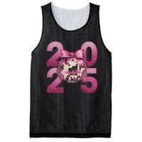 Happy New Year 2025 Disco Ball Coquette Bow Family Mesh Reversible Basketball Jersey Tank