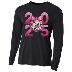 Happy New Year 2025 Disco Ball Coquette Bow Family Cooling Performance Long Sleeve Crew