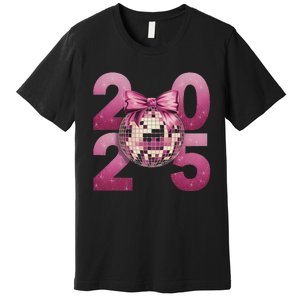 Happy New Year 2025 Disco Ball Coquette Bow Family Premium T-Shirt