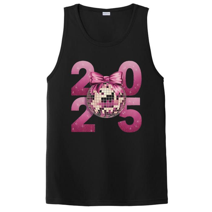 Happy New Year 2025 Disco Ball Coquette Bow Family PosiCharge Competitor Tank