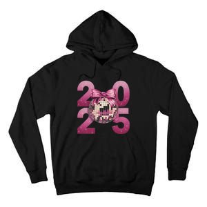 Happy New Year 2025 Disco Ball Coquette Bow Family Tall Hoodie