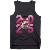 Happy New Year 2025 Disco Ball Coquette Bow Family Tank Top