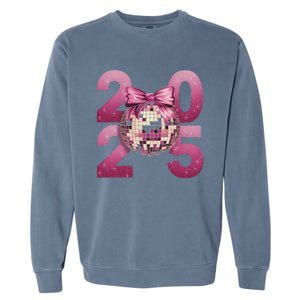 Happy New Year 2025 Disco Ball Coquette Bow Family Garment-Dyed Sweatshirt