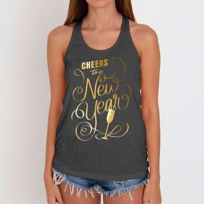 Happy New Years Cheers To A New Year Holidays Celebration Gift Women's Knotted Racerback Tank