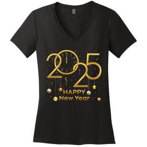 Happy New Year Party 2025 S Family Matching Fireworks Women's V-Neck T-Shirt