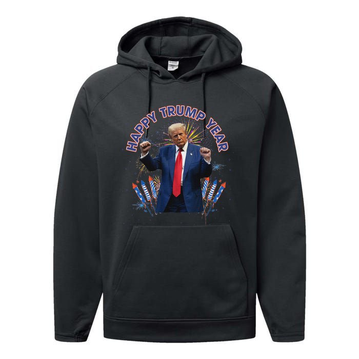 Happy New Year Party 2025 Trump 2024 Take America Back Performance Fleece Hoodie