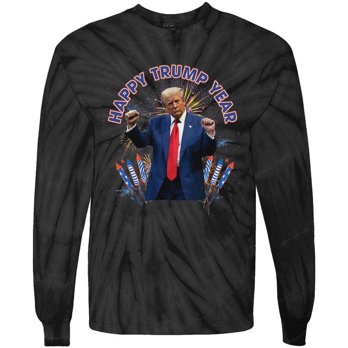 Happy New Year Party 2025 Trump 2024 Take America Back Tie-Dye Long Sleeve Shirt