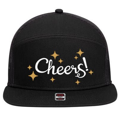 Happy New Years Cheers To A New Year Holidays Celebration Meaningful Gift 7 Panel Mesh Trucker Snapback Hat