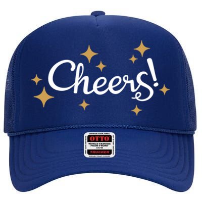 Happy New Years Cheers To A New Year Holidays Celebration Meaningful Gift High Crown Mesh Back Trucker Hat