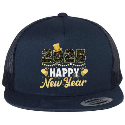 Happy New Year Eve Party 2025 Family Matching Fireworks Flat Bill Trucker Hat