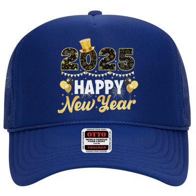 Happy New Year Eve Party 2025 Family Matching Fireworks High Crown Mesh Back Trucker Hat