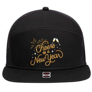 Happy New Years Eve Cheers To A New Year Gift 7 Panel Mesh Trucker Snapback Hat