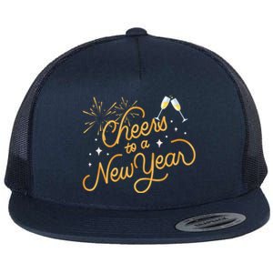 Happy New Years Eve Cheers To A New Year Gift Flat Bill Trucker Hat