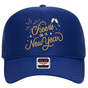 Happy New Years Eve Cheers To A New Year Gift High Crown Mesh Back Trucker Hat