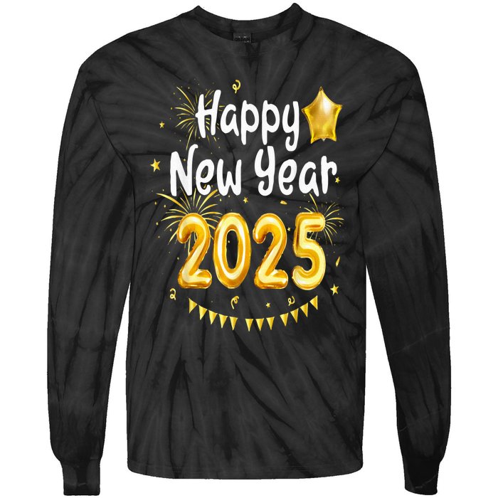 Happy New Year 2025 Family Reunion Party New Year Eve Tie-Dye Long Sleeve Shirt