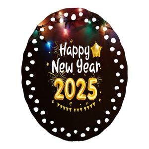 Happy New Year 2025 Family Reunion Party New Year Eve Ceramic Oval Ornament