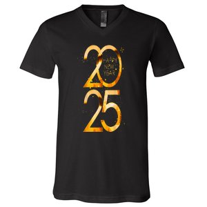 Happy New Year Party Supplies 2025 Family Matching Fireworks V-Neck T-Shirt