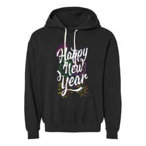 Happy New Year Party Supplies 2025 Family Matching Fireworks Garment-Dyed Fleece Hoodie