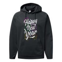 Happy New Year Party Supplies 2025 Family Matching Fireworks Performance Fleece Hoodie